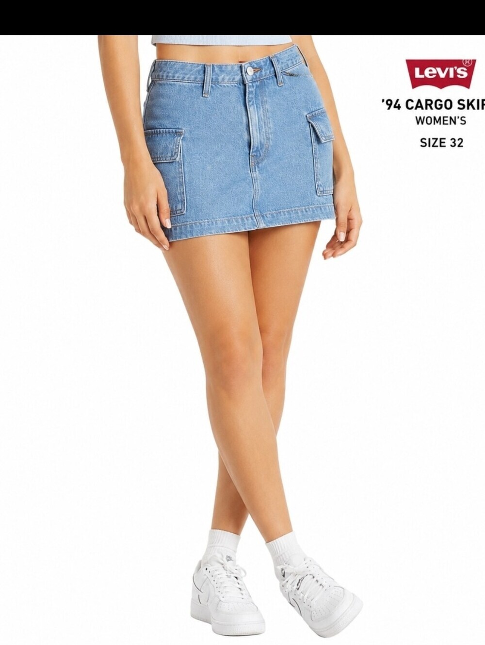 Levi's '94 Cargo Mini Skirt Light Wash Denim Women's Size 32 NWT 100% Cotton